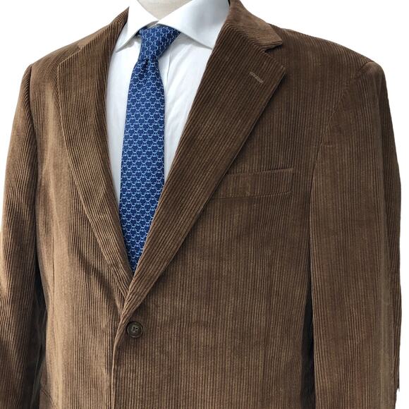 Dockers Mens Size 42R Corduroy Sport Coat Jacket Blazer Brown Tan 2 Button - Picture 2 of 16